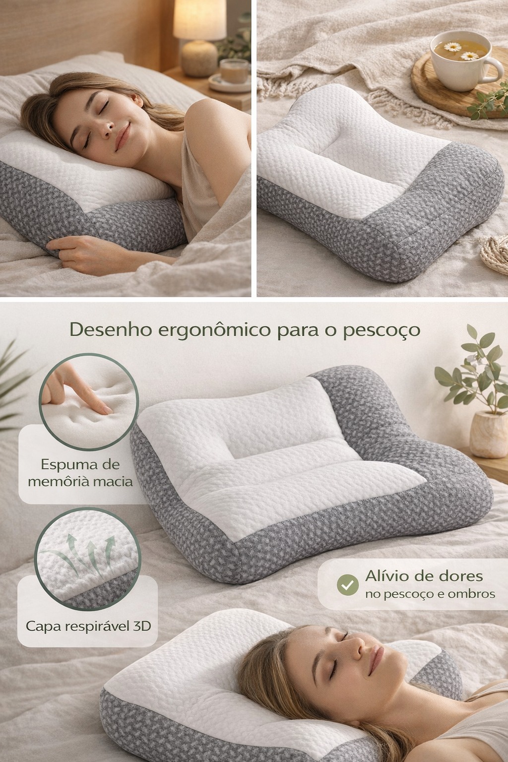 DeepSleep Pillow - Reduz tensões e desconfortos na coluna